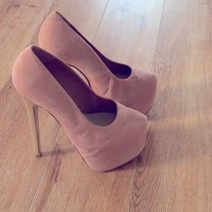 Carvela Nude suede high heels plateau 37 +4” heels